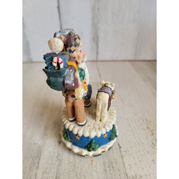 Unique folk art Santa Claus winds up music figure Xmas polar bear - Picture 7 of 8